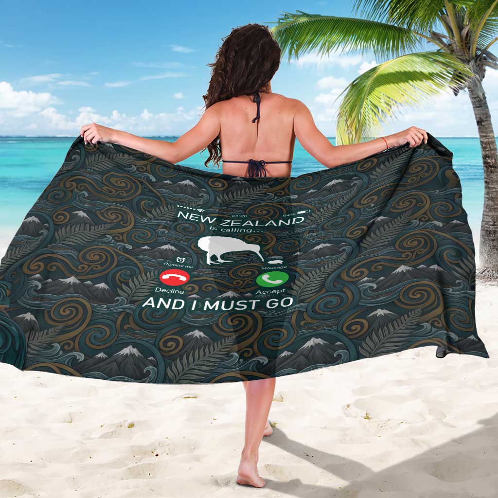 New Zealand is Calling and I Must Go Sarong Kiwi Bird Silhouette