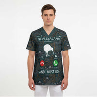 New Zealand is Calling and I Must Go Scrub Top Kiwi Bird Silhouette