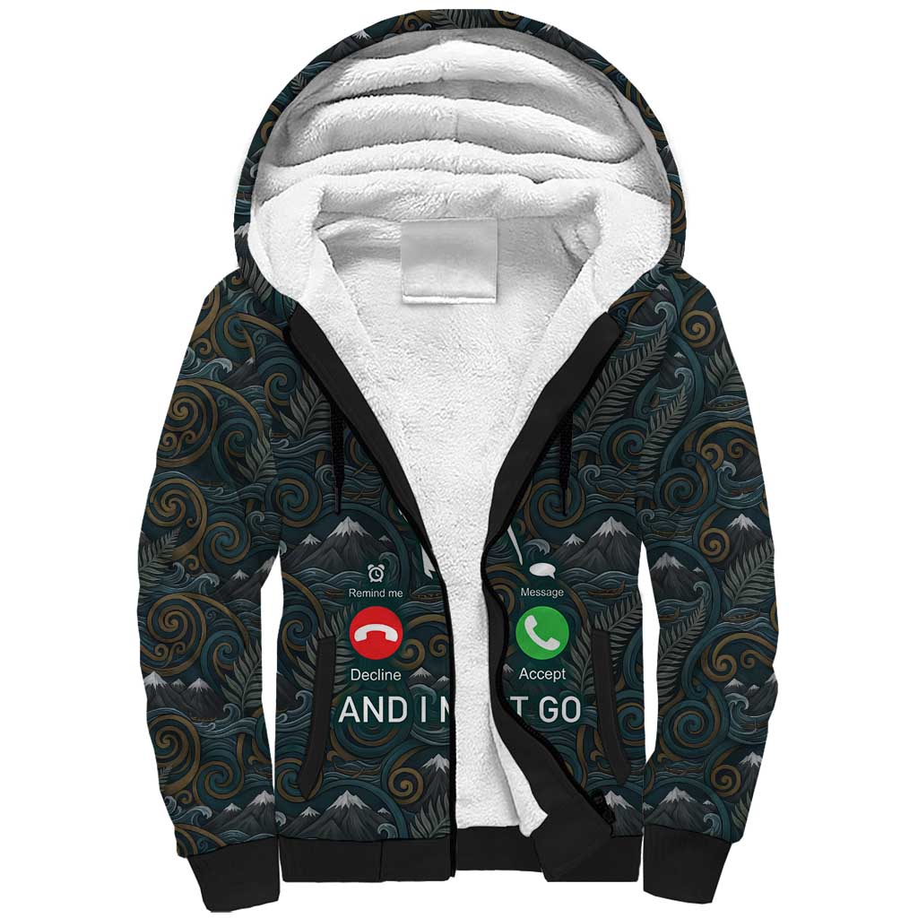New Zealand is Calling and I Must Go Sherpa Hoodie Kiwi Bird Silhouette
