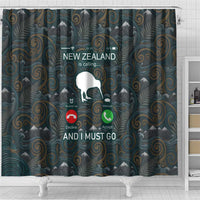New Zealand is Calling and I Must Go Shower Curtain Kiwi Bird Silhouette