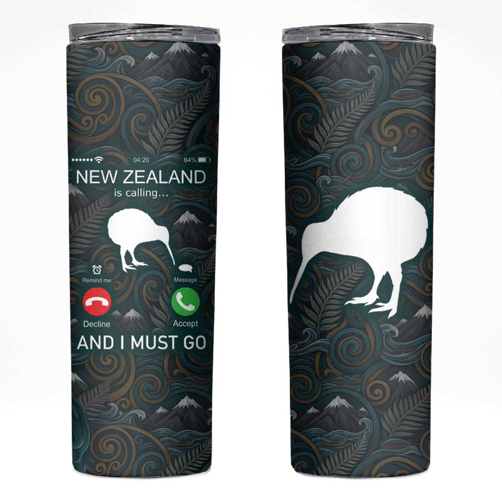 New Zealand is Calling and I Must Go Skinny Tumbler Kiwi Bird Silhouette