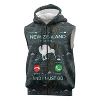 New Zealand is Calling and I Must Go Sleeveless Zip Hoodie Kiwi Bird Silhouette