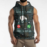 New Zealand is Calling and I Must Go Sleeveless Zip Hoodie Kiwi Bird Silhouette