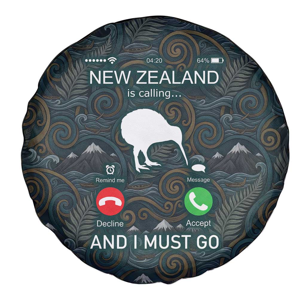 New Zealand is Calling and I Must Go Spare Tire Cover Kiwi Bird Silhouette