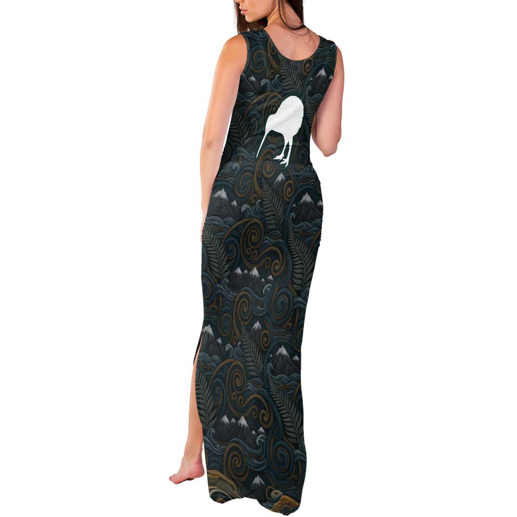 New Zealand is Calling and I Must Go Tank Maxi Dress Kiwi Bird Silhouette TS04 - Polynesian Pride