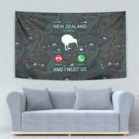 New Zealand is Calling and I Must Go Tapestry Kiwi Bird Silhouette