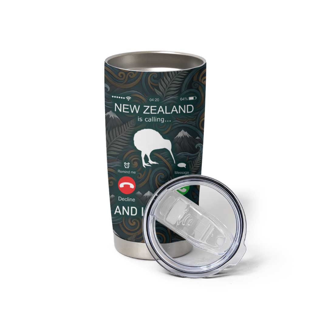 New Zealand is Calling and I Must Go Tumbler Cup Kiwi Bird Silhouette