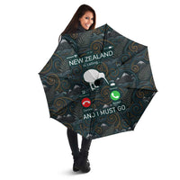 New Zealand is Calling and I Must Go Umbrella Kiwi Bird Silhouette