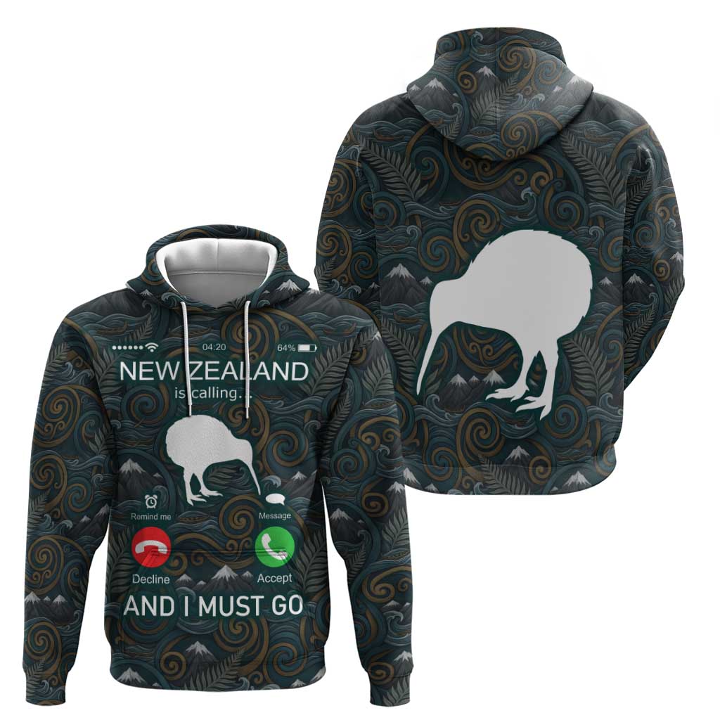 New Zealand is Calling and I Must Go Zip Hoodie Kiwi Bird Silhouette
