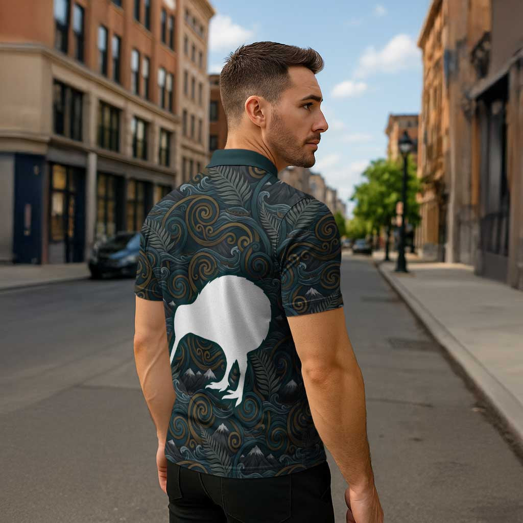 New Zealand is Calling and I Must Go Zipper Polo Shirt Kiwi Bird Silhouette