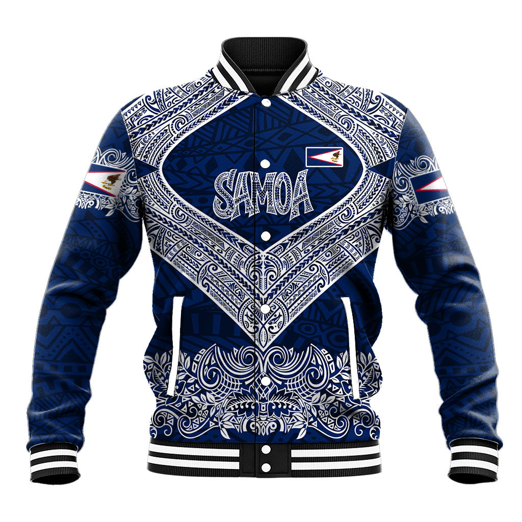 American Samoa Eagle Baseball Jacket Sea Turtle Traditional Polynesian Tribal Tattoo