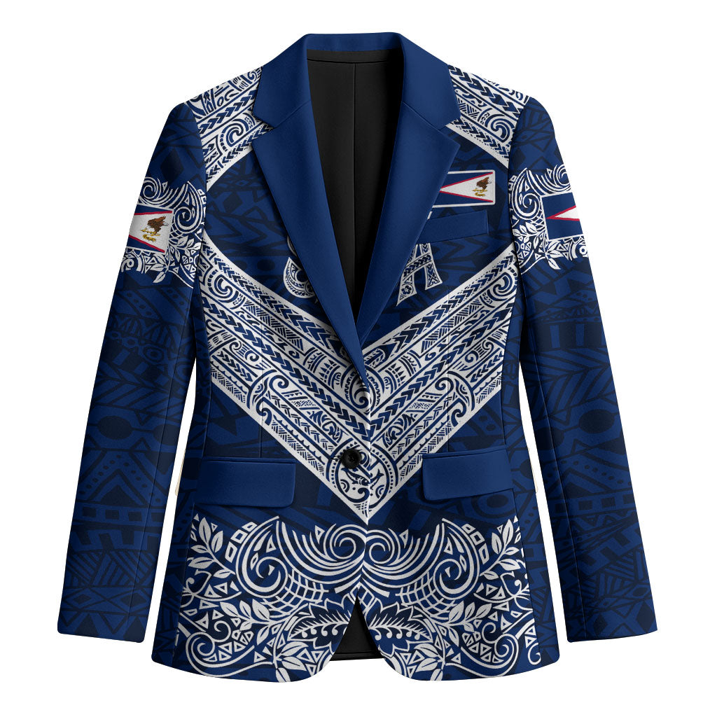 American Samoa Eagle Blazer Sea Turtle Traditional Polynesian Tribal Tattoo TS04 Unisex Blue White - Polynesian Pride