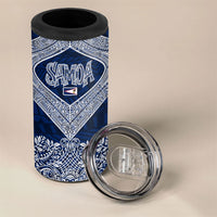 American Samoa Eagle 4 in 1 Can Cooler Tumbler Sea Turtle Traditional Polynesian Tribal Tattoo