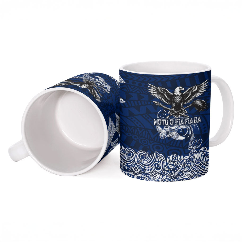 American Samoa Eagle Ceramic Mug Sea Turtle Traditional Polynesian Tribal Tattoo