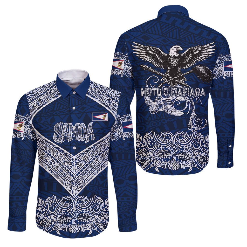 American Samoa Eagle Family Matching Off The Shoulder Long Sleeve Dress and Hawaiian Shirt Sea Turtle Traditional Polynesian Tribal Tattoo