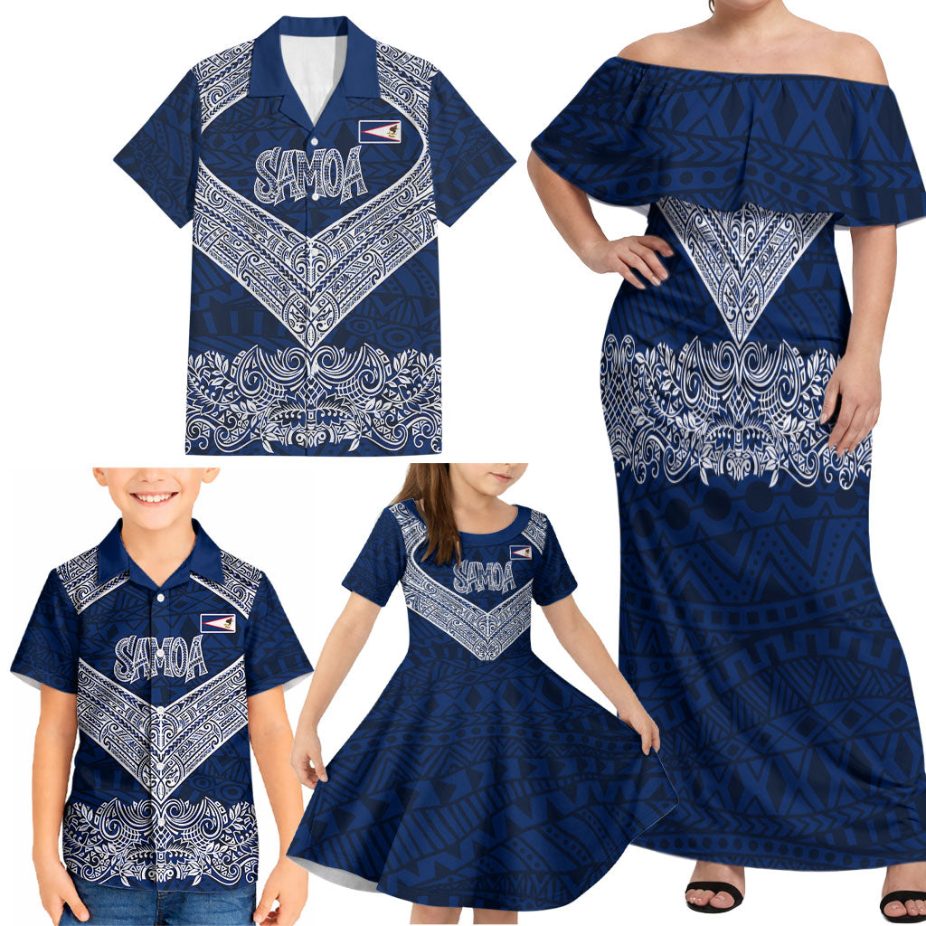 American Samoa Eagle Family Matching Off Shoulder Maxi Dress and Hawaiian Shirt Sea Turtle Traditional Polynesian Tribal Tattoo TS04 - Polynesian Pride