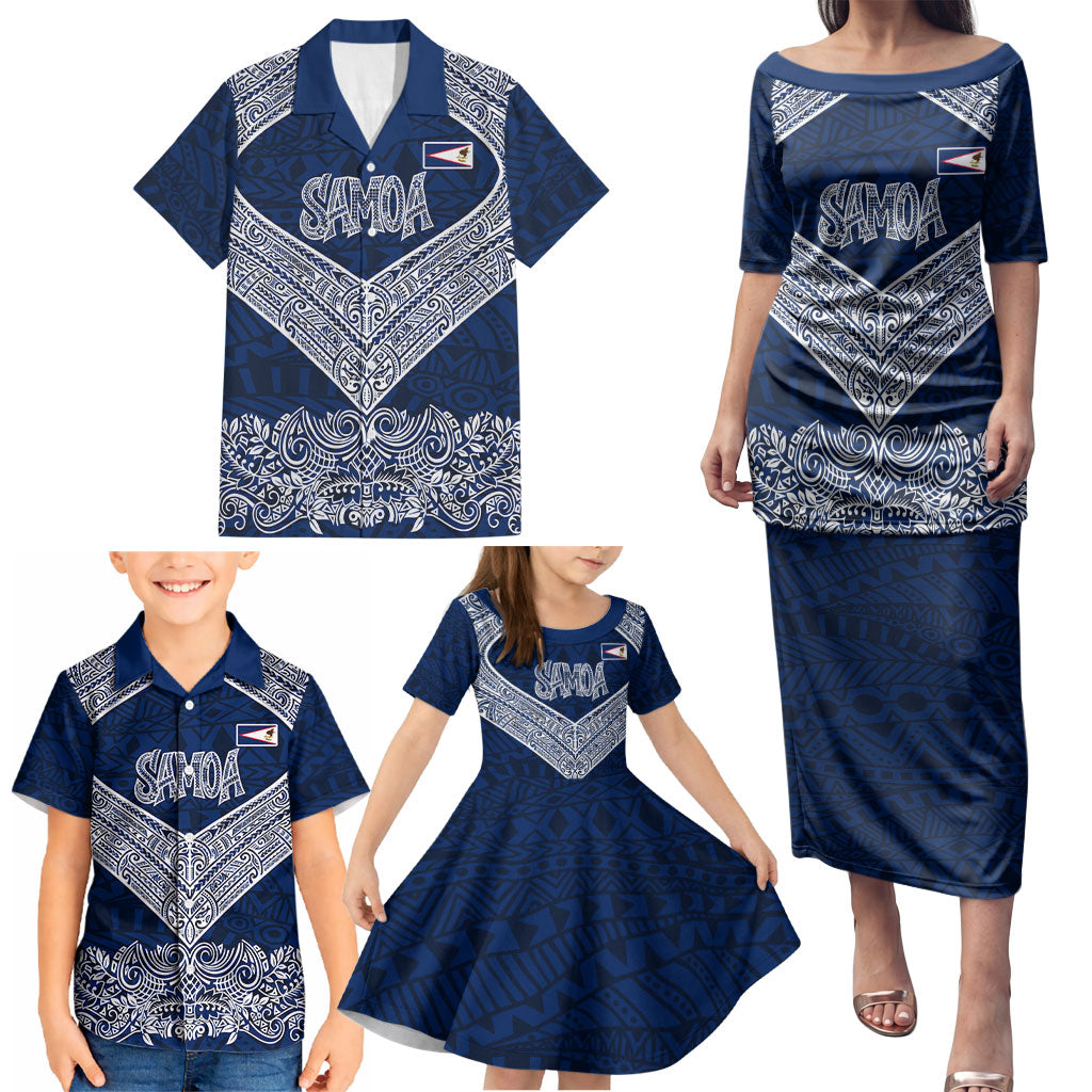 American Samoa Eagle Family Matching Puletasi and Hawaiian Shirt Sea Turtle Traditional Polynesian Tribal Tattoo