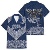 American Samoa Eagle Family Matching Puletasi and Hawaiian Shirt Sea Turtle Traditional Polynesian Tribal Tattoo