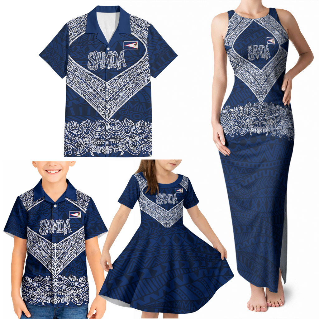 American Samoa Eagle Family Matching Tank Maxi Dress and Hawaiian Shirt Sea Turtle Traditional Polynesian Tribal Tattoo