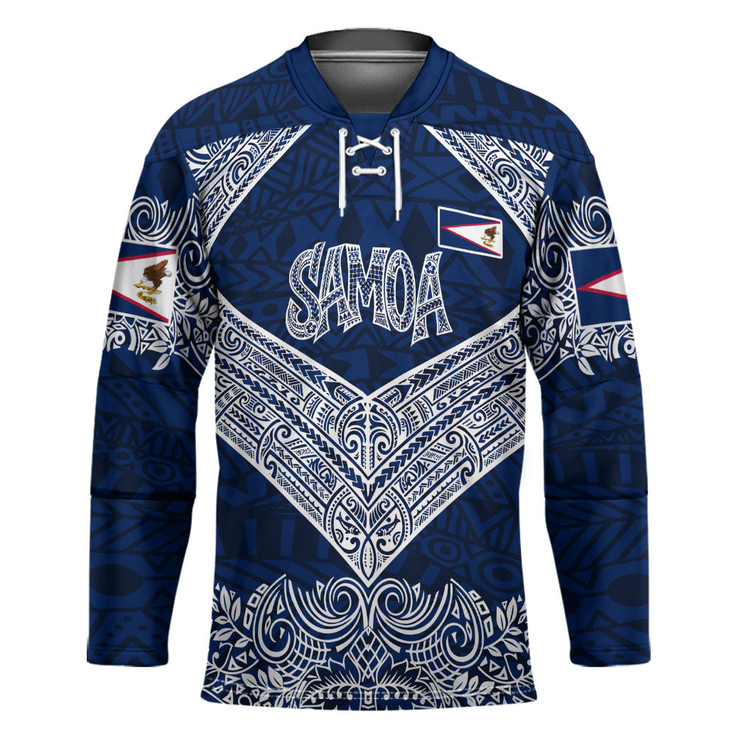 American Samoa Eagle Hockey Jersey Sea Turtle Traditional Polynesian Tribal Tattoo