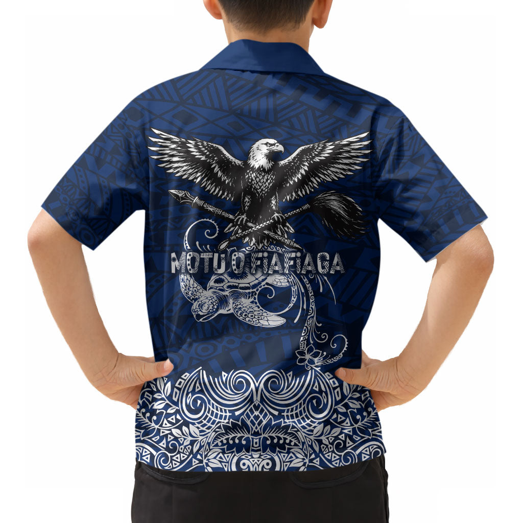 American Samoa Eagle Kid Hawaiian Shirt Sea Turtle Traditional Polynesian Tribal Tattoo