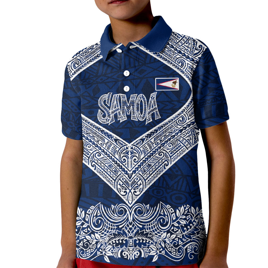 American Samoa Eagle Kid Polo Shirt Sea Turtle Traditional Polynesian Tribal Tattoo