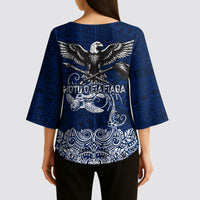 American Samoa Eagle Kimono Sleeve Blouse Sea Turtle Traditional Polynesian Tribal Tattoo