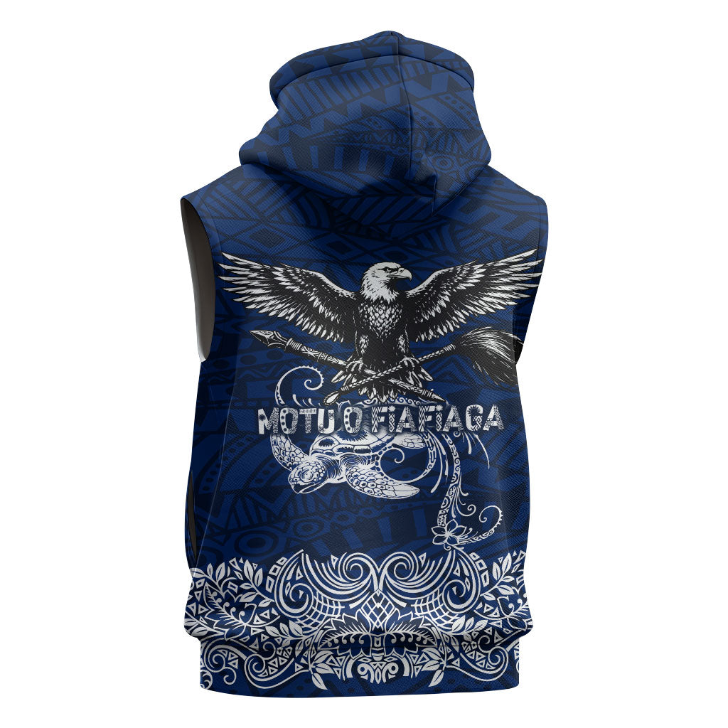 American Samoa Eagle Sleeveless Hoodie Sea Turtle Traditional Polynesian Tribal Tattoo