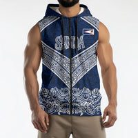 American Samoa Eagle Sleeveless Zip Hoodie Sea Turtle Traditional Polynesian Tribal Tattoo
