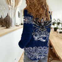 American Samoa Eagle Women Casual Shirt Sea Turtle Traditional Polynesian Tribal Tattoo