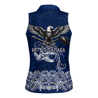 American Samoa Eagle Women Sleeveless Polo Shirt Sea Turtle Traditional Polynesian Tribal Tattoo