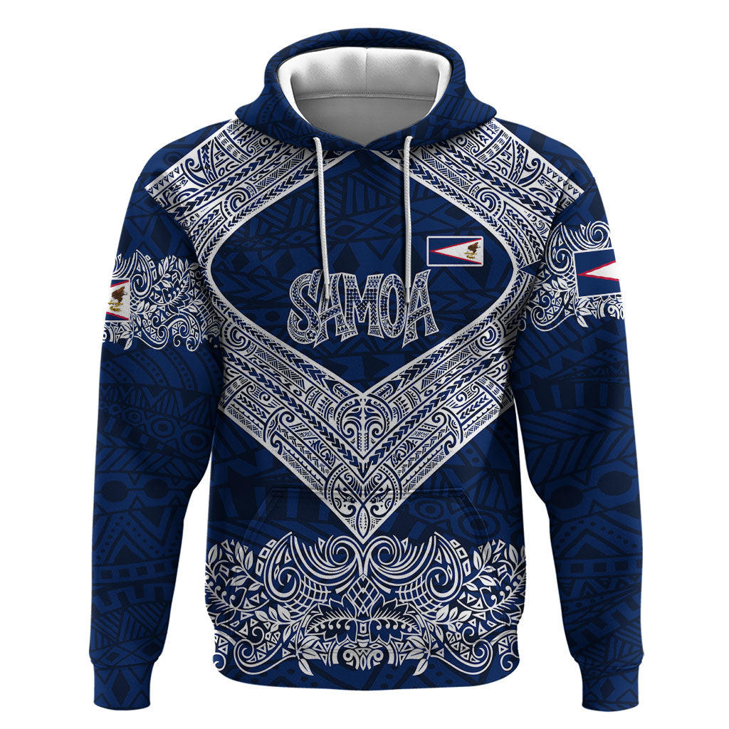 American Samoa Eagle Zip Hoodie Sea Turtle Traditional Polynesian Tribal Tattoo