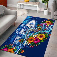 American Samoa Pago Pago Area Rug Sea Turtle And Fruit Bat - Tropical Hibiscus Flowers Polynesian