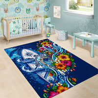 American Samoa Pago Pago Area Rug Sea Turtle And Fruit Bat - Tropical Hibiscus Flowers Polynesian