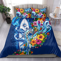 American Samoa Pago Pago Bedding Set Sea Turtle And Fruit Bat - Tropical Hibiscus Flowers Polynesian