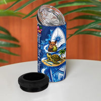 American Samoa Pago Pago 4 in 1 Can Cooler Tumbler Sea Turtle And Fruit Bat - Tropical Hibiscus Flowers Polynesian