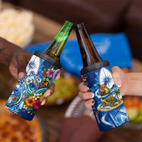 American Samoa Pago Pago 4 in 1 Can Cooler Tumbler Sea Turtle And Fruit Bat - Tropical Hibiscus Flowers Polynesian