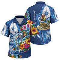 American Samoa Pago Pago Family Matching Off Shoulder Maxi Dress and Hawaiian Shirt Sea Turtle And Fruit Bat - Tropical Hibiscus Flowers Polynesian