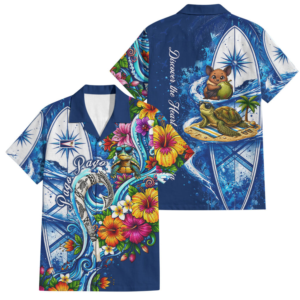 American Samoa Pago Pago Family Matching Short Sleeve Bodycon Dress and Hawaiian Shirt Sea Turtle And Fruit Bat - Tropical Hibiscus Flowers Polynesian