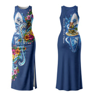 American Samoa Pago Pago Family Matching Tank Maxi Dress and Hawaiian Shirt Sea Turtle And Fruit Bat - Tropical Hibiscus Flowers Polynesian