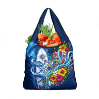 American Samoa Pago Pago Grocery Bag Sea Turtle And Fruit Bat - Tropical Hibiscus Flowers Polynesian