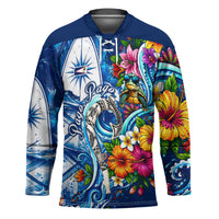American Samoa Pago Pago Hockey Jersey Sea Turtle And Fruit Bat - Tropical Hibiscus Flowers Polynesian