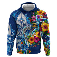 American Samoa Pago Pago Hoodie Sea Turtle And Fruit Bat - Tropical Hibiscus Flowers Polynesian