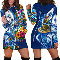 American Samoa Pago Pago Hoodie Dress Sea Turtle And Fruit Bat - Tropical Hibiscus Flowers Polynesian