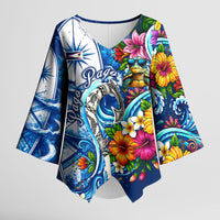 American Samoa Pago Pago Kimono Sleeve Blouse Sea Turtle And Fruit Bat - Tropical Hibiscus Flowers Polynesian
