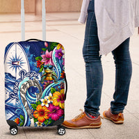 American Samoa Pago Pago Luggage Cover Sea Turtle And Fruit Bat - Tropical Hibiscus Flowers Polynesian