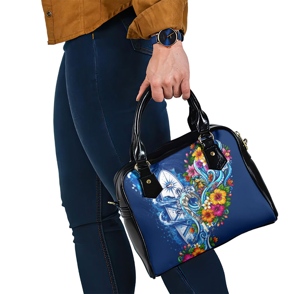 American Samoa Pago Pago Shoulder Handbag Sea Turtle And Fruit Bat - Tropical Hibiscus Flowers Polynesian