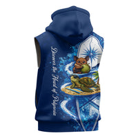 American Samoa Pago Pago Sleeveless Zip Hoodie Sea Turtle And Fruit Bat - Tropical Hibiscus Flowers Polynesian