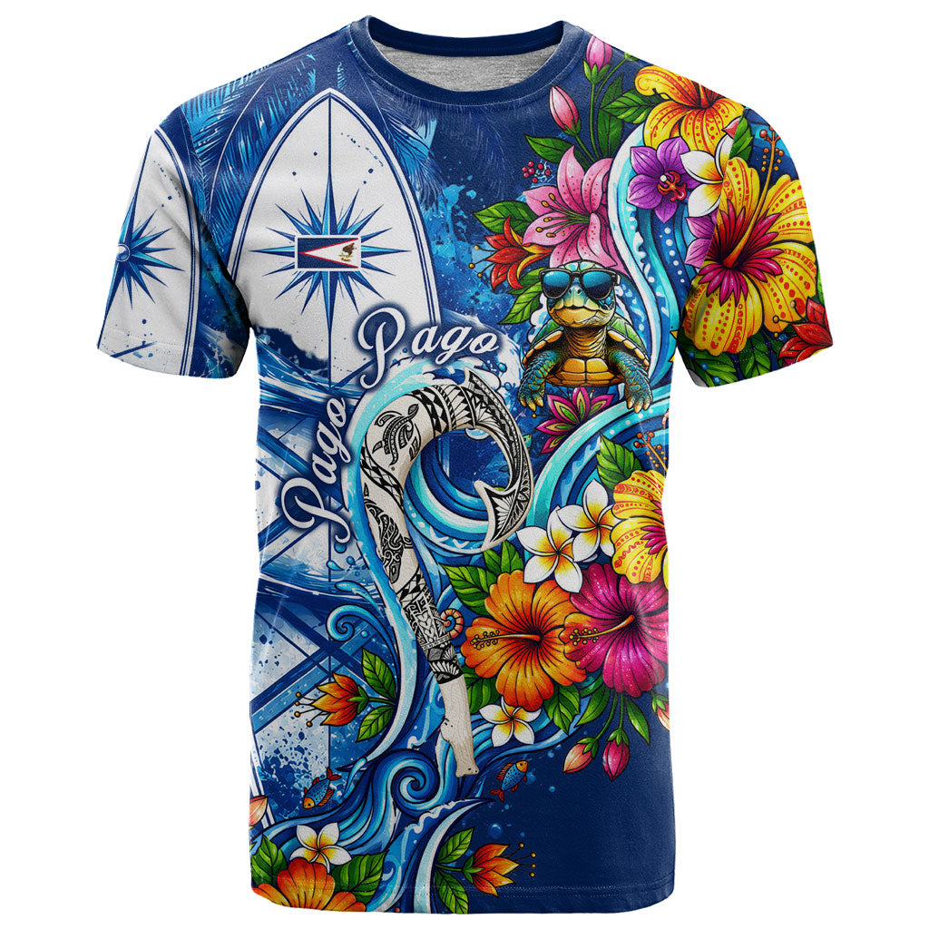 American Samoa Pago Pago T Shirt Sea Turtle And Fruit Bat - Tropical Hibiscus Flowers Polynesian