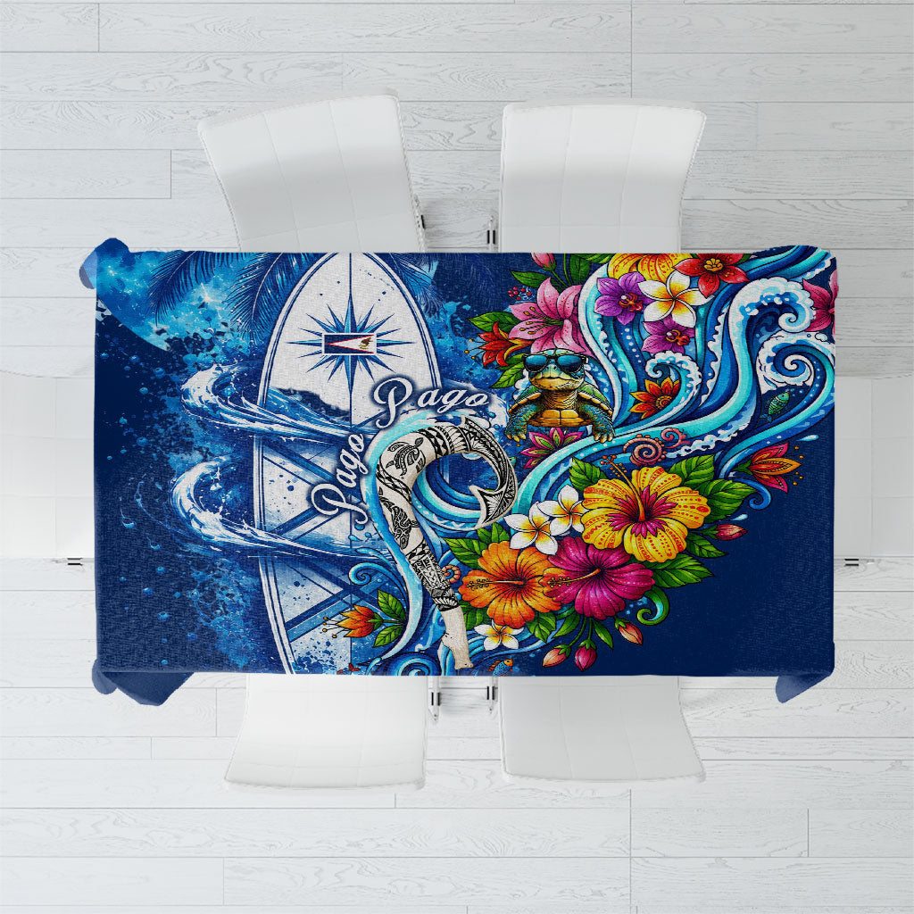 American Samoa Pago Pago Tablecloth Sea Turtle And Fruit Bat - Tropical Hibiscus Flowers Polynesian